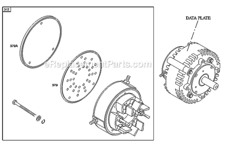 Brush End Housing Brush Cover Diagram and Parts List for AB0102-0122-01  Briggs and Stratton Engine